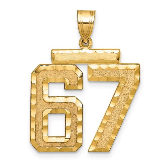 14k Yellow Gold Varsity Collection Large D/C Pendant Number 67